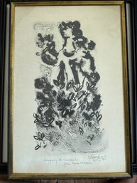 'woman And Flowers' By Chaim Gross Signed Lithograph