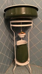 Wash Stand With Metal Pitcher And Bowl