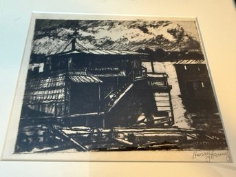 Harry Hering 'boat House' Etching Included In The Whitney Collection  1930's.