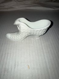 Fenton Hobnail Milk Glass Shoe See Label On Bottom!