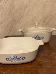 2 Corning Ware Sqaure Dishes With One Cover MINT