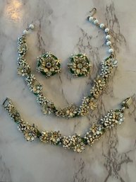 Vintage 1960's Four Piece Floral Costume Jewelry Set