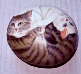 Hand Crafted Double Cat Paperweight