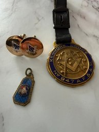 Mason's Cufflinks, Past Masters Night 1920 Award And Charm