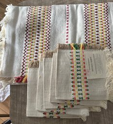 New, Set Of Napkins And Table Runner, Woven, Polish See Labels