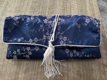Asian Navy Blue Jewelry Travel Pouch