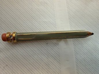 Enamel On Gold Tone Pencil Brooch Approx 3'