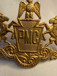 PMC Police Medical Corp Hat Badge Brass, 1930's