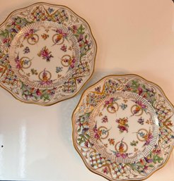 A Pair Of Porcelain Lace Plates Made In Germany Schumann Dresden