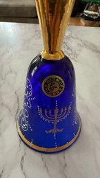 Murano Cobalt Bell With Menorah Candelabra