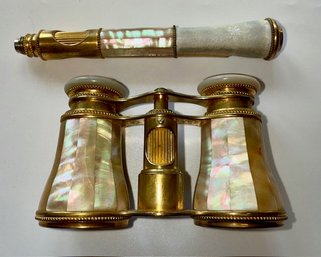 Mother Of Pearl And Brass Binoculars Le Maire Fi Made In France