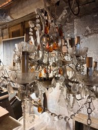 Elegant 1940's Multi Arm Crystal Chandelier Needs A Deep Clean