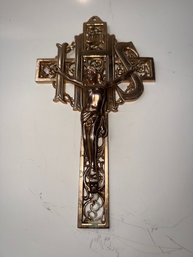 Heavy Brass Wall Crucifix Approx 10'
