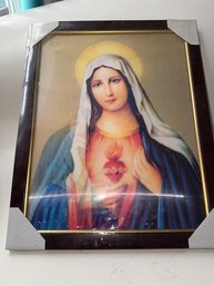 Holographic Jesus And Madonna Wall Art. Approx 11 X 14