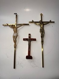 Collection Of Three Classic Crosses 2 Hanging One Standing