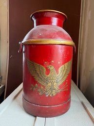 Incredible Keystone Dairy Hand Painted Milk Can With Gold Eagle See All Photos