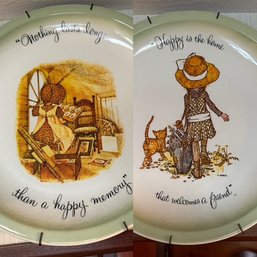 A Pair Of Holly Hobby Plates Nothing Lasts Longer... Happy Is The Home