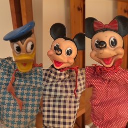 Vintage Collection Of Three Vintage Mickey Mouse Puppets 1950's