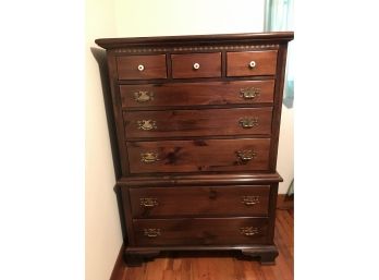 Vintage Dark Color Wood High Boy Drawers Chest