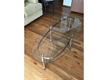 Beveled Glass Brass Goat Feet Coffee Table