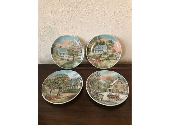 Set Of 4 Vintage Porcelain Four Seasons Plate Made In Japan