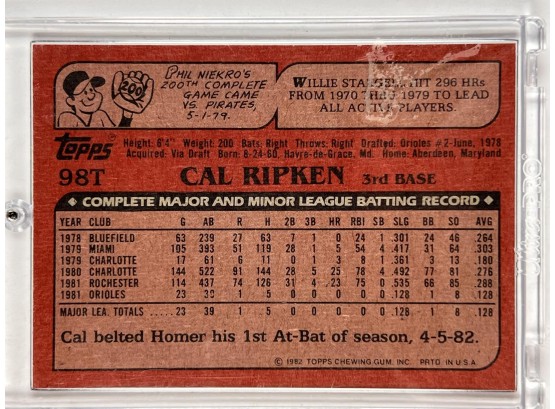 1982 TOPPS TRADED #98T CAL RIPKEN JR #64079 | Auctionninja.com