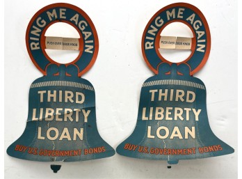 (2) VINTAGE WWI RING ME AGAIN DOOR KNOB PAPER HANG