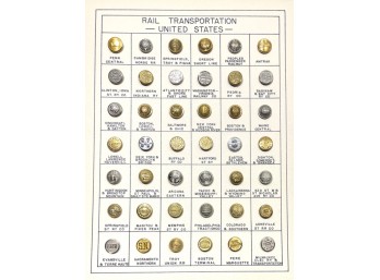 (42) VINTAGE US RAIL TRANSPORTATION UNIFORM BUTTON