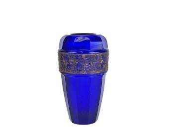 COBALT GLASS MOSER FRIEZE VASE