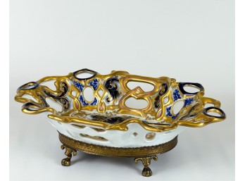 (19th C) RETICULATED CONTINENTAL SERVING DISH