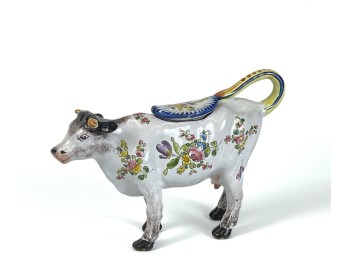 HAND PAINTED FRENCH FAIENCE COW CREAMER