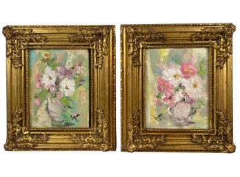 (2) SIGNED OIL ON BOARD STILL LIFE