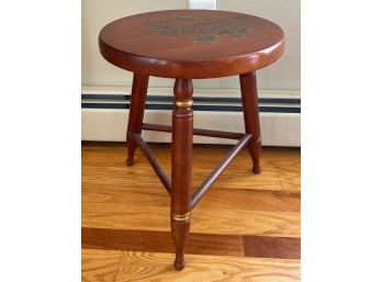 SIGNED THREE LEGGED STENCILED HITCHCOCK STOOL