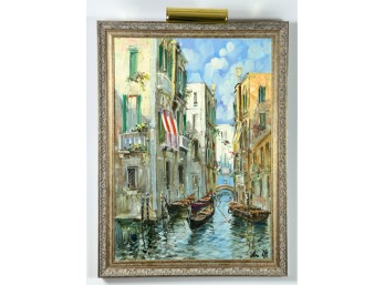 SIGNED (20th C) OIL ON CANVAS 'VENETIAN GONDOLIER'