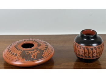 (2) SIGNED 'T.C. DINEH' KOKOPELLI ITEMS