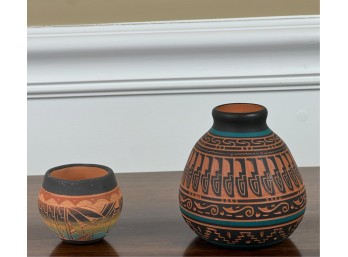 (2) SIGNED NAVAJO POTTERY VASES