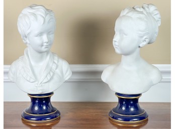 PAIR BISQUE CAMILLE THARAUD LIMOGES BUSTS