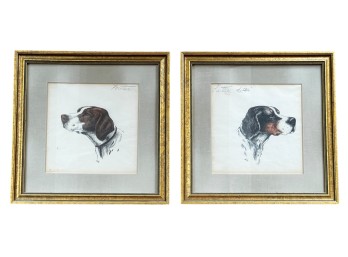 PAIR Of FRENCH AQUATINTS / POINTER & SETTER