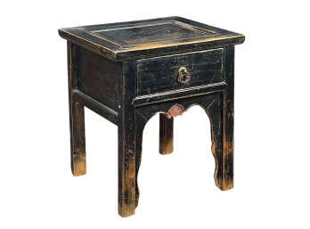ASIAN (1) DRAWER END TABLE In BLACK PAINT