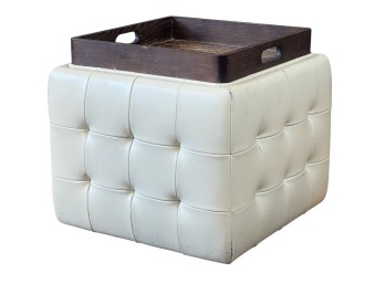 MODERN TV TRAY With TUFTED BASE On CASTERS