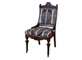 AESTHETIC MOVEMENT UPHOLSTERED WALNUT CHAIR