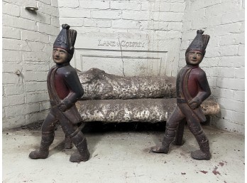 CLASSIC PAIR of (Late 19th c) HESSIAN ANDIRONS