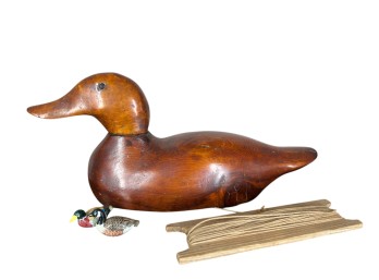 CARVED CEDAR WORKING DECOY And (2) OTHERS