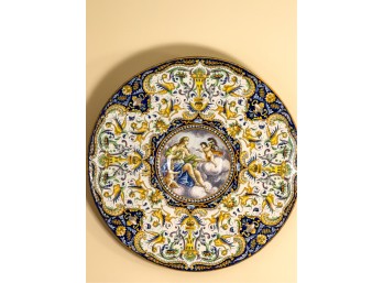 LARGE (19thc) MAJOLICA 'PENTHESILEA' PLAQUE