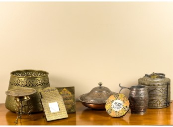 GROUPING OF (8) PERSIAN METALWARES