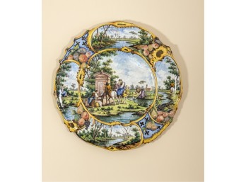 LARGE (19thc) MAJOLICA 'WIFE OF BATH' PLAQUE
