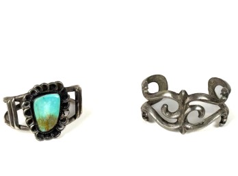 (2) NATIVE AMERICAN SILVER CUFF BRACELETS