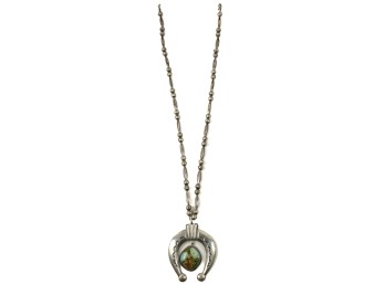 NAVAJO SILVER ROYSTON TURQUOISE NECKLACE
