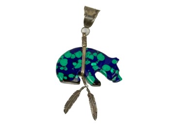 NATIVE AMERICAN SILVER ZUNI BEAR PENDANT