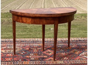 DEMI LUNE MAHOGANY GATE LEG TABLE with (1) DRAWER
